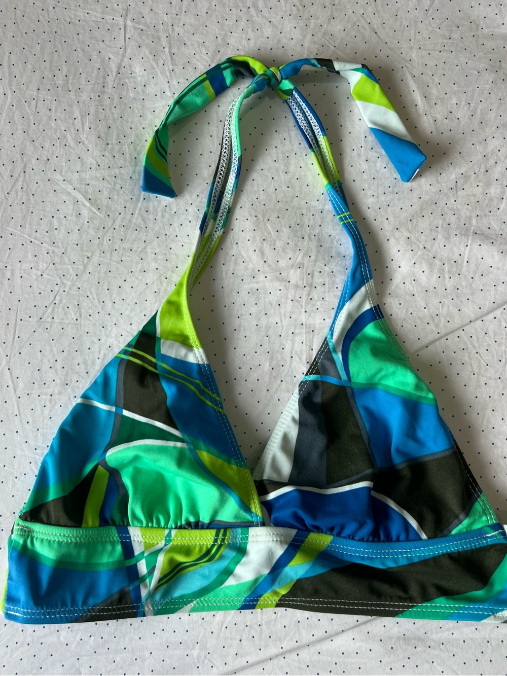 Vintage Kenneth Cole Reaction Blue, Green & Black Halter Bikini Top